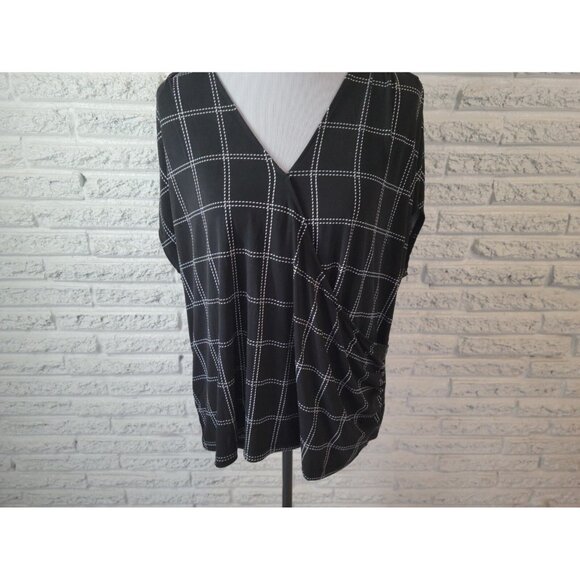 Liz Claiborne Womens Top XXL Plus Sleeveless Wrap Checkerboard Plaid PLA26E - Picture 4 of 8